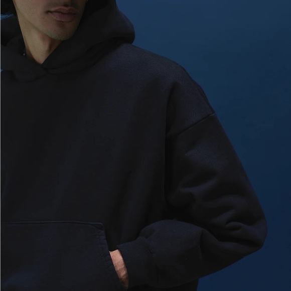 John Elliott Black Oversized Cropped Hoodie Sweatshirt, 1/Small pullover cotton - Picture 9 of 12